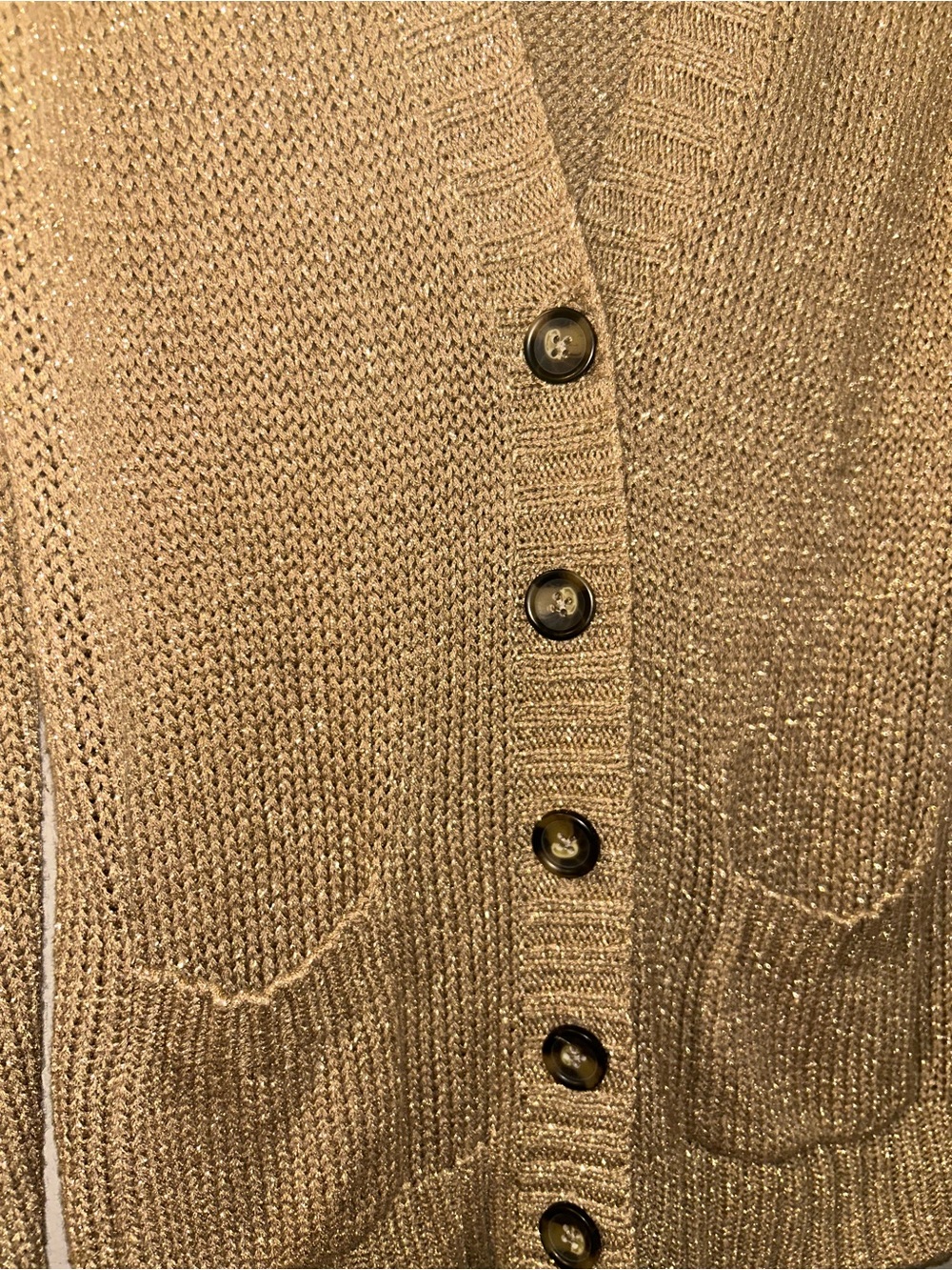 J. Crew Metallic Gold Knit Button Cardigan